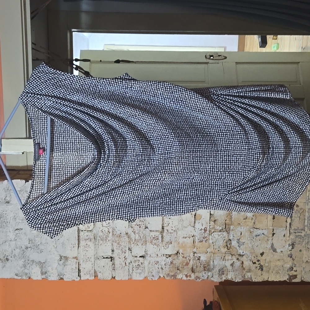 Vince Camuto Black and White Draped Blouse